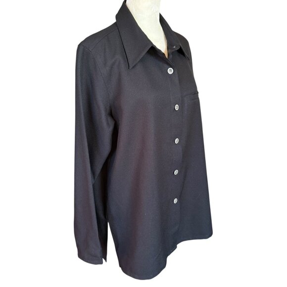 TravelSmith black collared long sleeve button down top jacket women's small - Picture 2 of 7